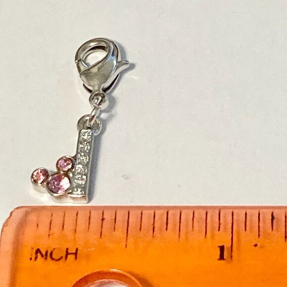 Vintage Disney Pink Crystal Mickey Mouse Ears Charm Clip On Initial Letter I - Picture 9 of 10